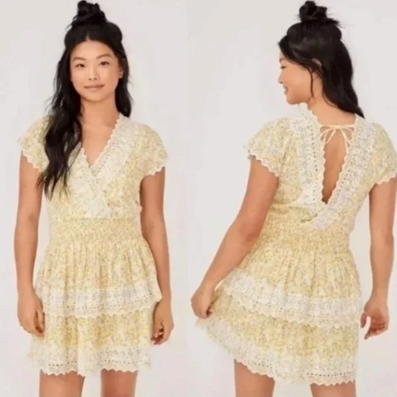 AEO Floral  With Embroidery Wrap Mini Dress - Picture 4 of 6